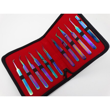 A2Z Scilab Multi Color Volume Eyelash Lash Fine Point Tweezers, PK12 A2Z-ZR325